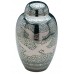 Brass Urn (Silver and Green with Flying Birds Design)